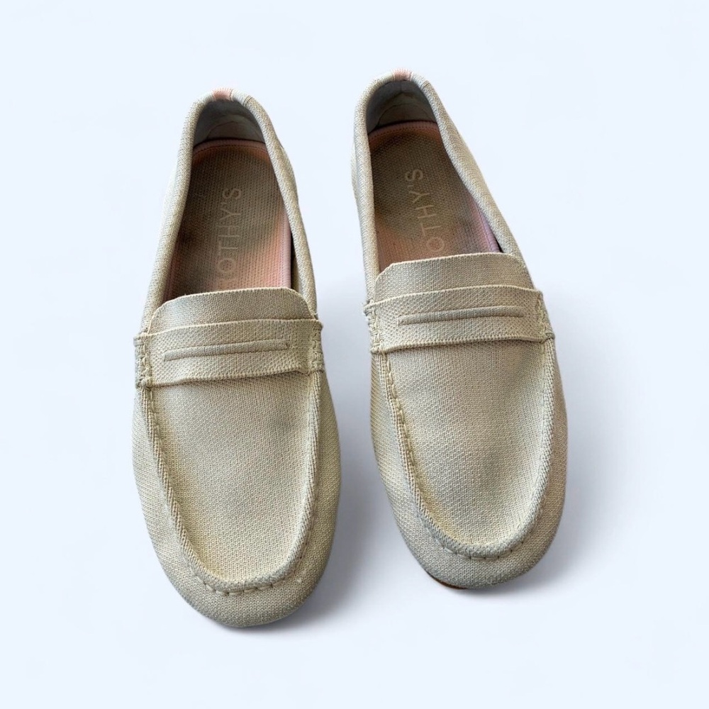 Rothy's Women's Beige Canvas Penny Loafers
